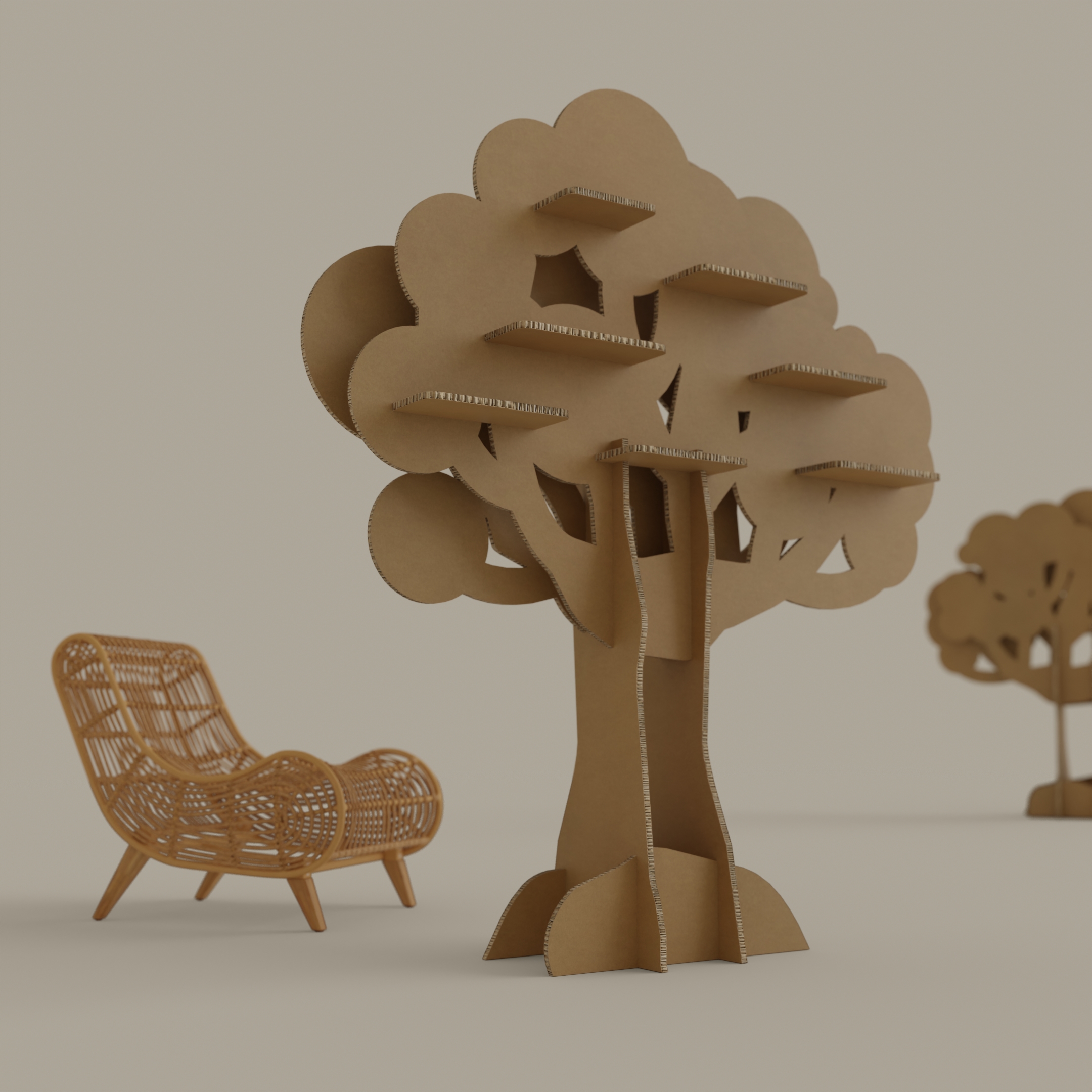 drzewko brązowe z półkami 1